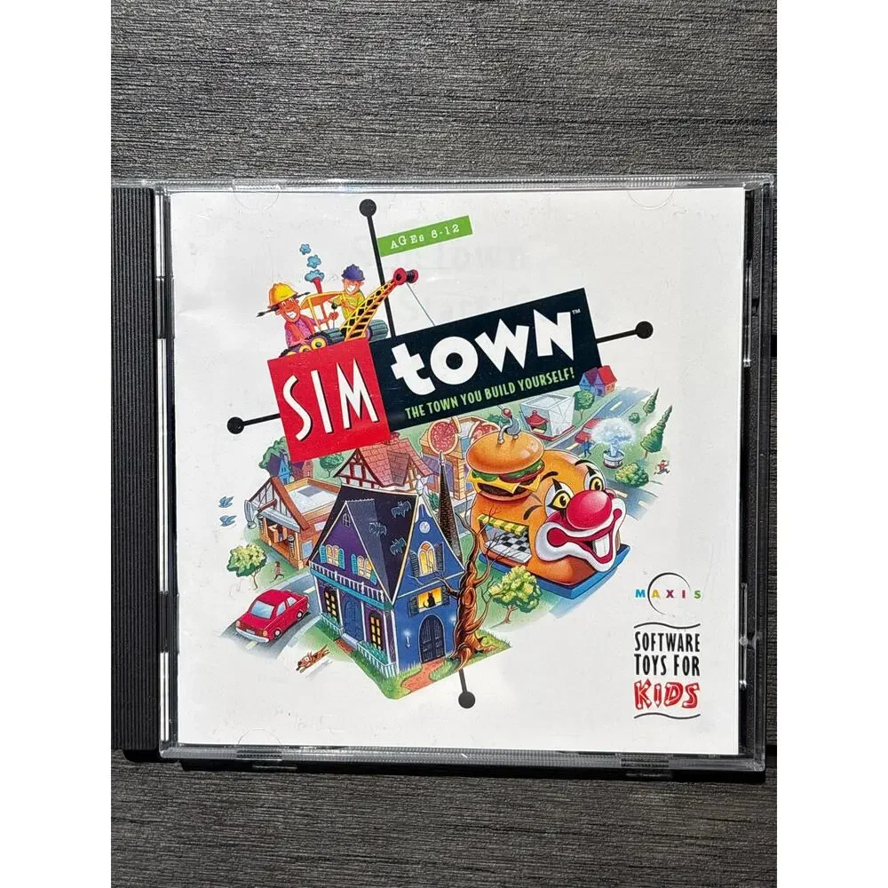 Sim Town Maxis Big Box PC Game Made, Windows 95/98, 1995 CD-ROM rare Vtg
